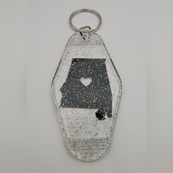 Vintage Style Clear And Black Alabama Keychain - Picture 3 of 3